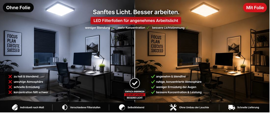 LED Licht zu hell Lösung mit selbstklebender LED Abdunklungsfolie